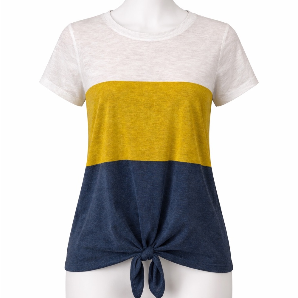 Truself-Large-Colorblock Tie-Front Top-Women’s sz L